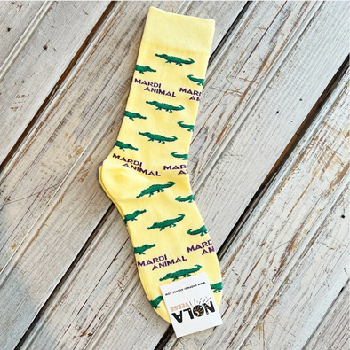 Men's Yellow Mardi Animal Socks