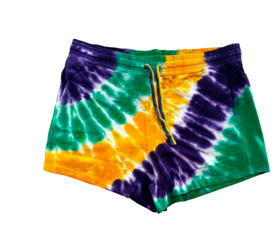 Adult Mardi Gras Tie Dye Lounge Shorts (S-3XL)