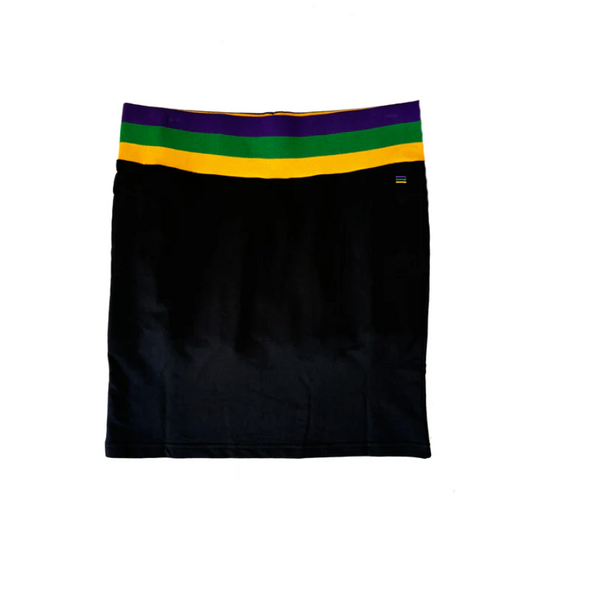 Adult Black Skort With Mardi Gras Waistband (S-3XL)