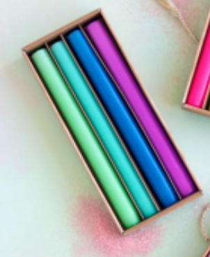 Rainbow Taper Candle Box Set of 4