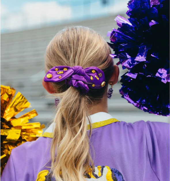 Brianna Cannon LSU Purple Logo Bow Scrunchie