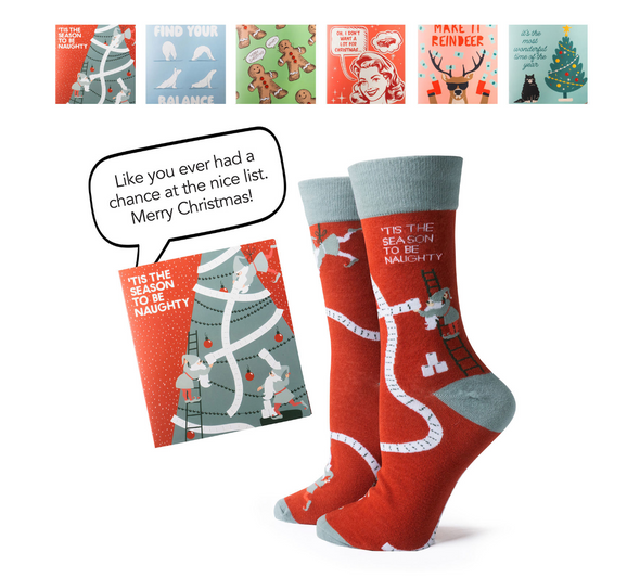 Two Left Feet Holiday Gift Card and Sock Set In 6 Options