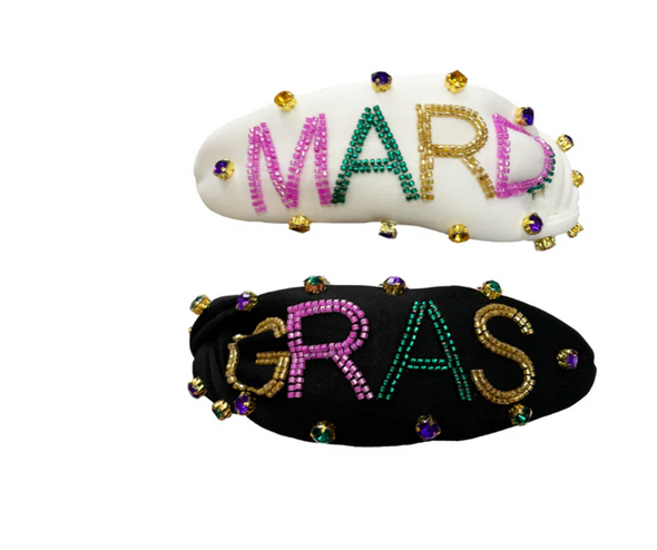 MARDI GRAS Beaded Headband With Rhinestones In 3 Colors