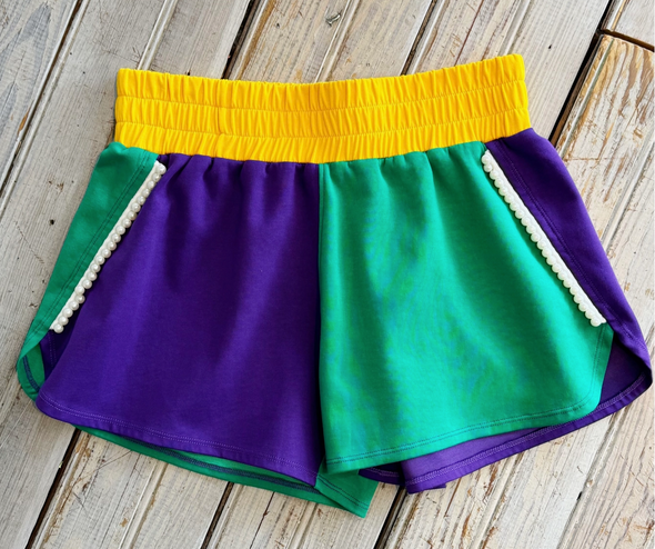 Mardi Gras Pearl Color Block Zip Jacket And Shorts (SOLD SEPARATELY)