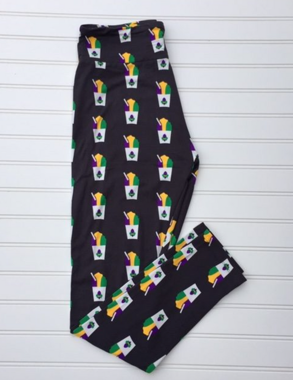 Adult Mardi Gras Snowball Leggings