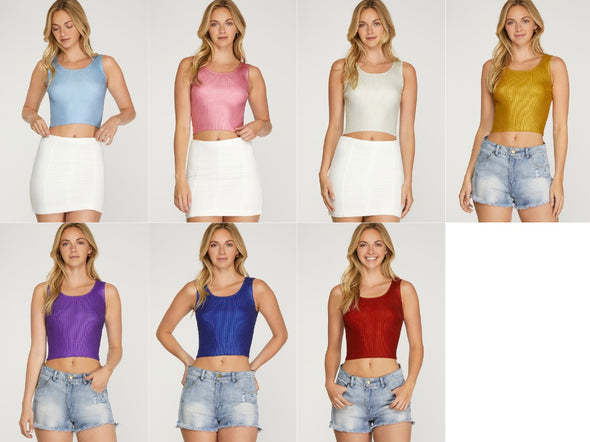 Metallic Ribbed Sweater Tank Top in 7 Different Colors