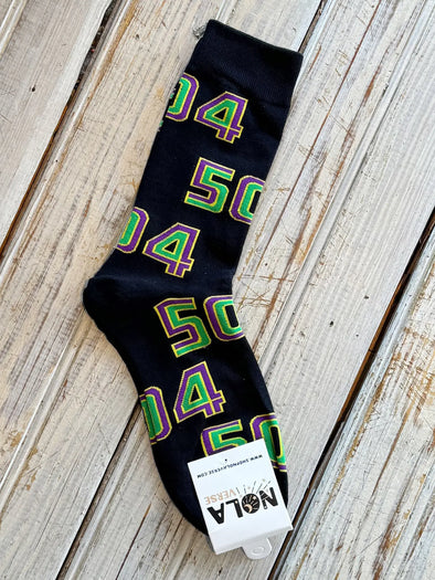 Mardi Gras 504 Nola Socks In Black