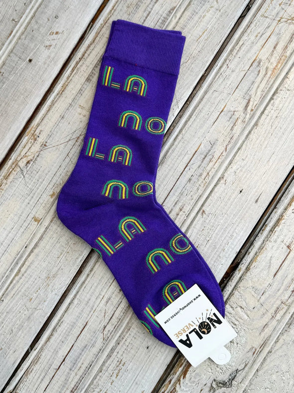 Purple Mardi Gras Mono Nola Socks