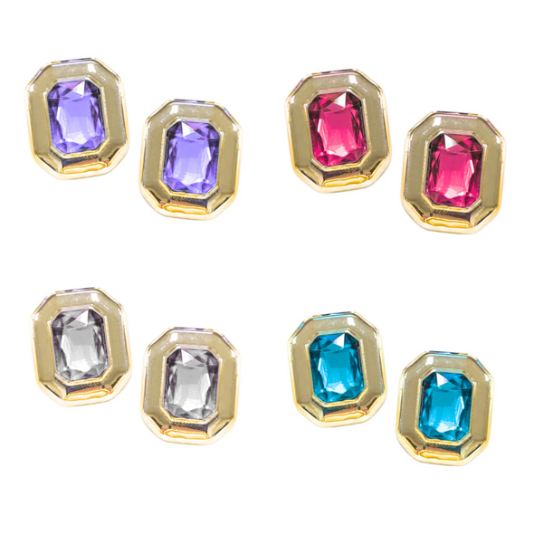 Brianna Cannon Jeweled Studs in Lavender, Blue, Clear or Pink