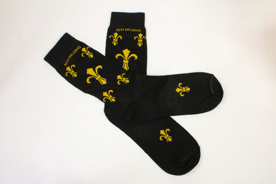 Youth Gold Fleur De Lis Black Socks