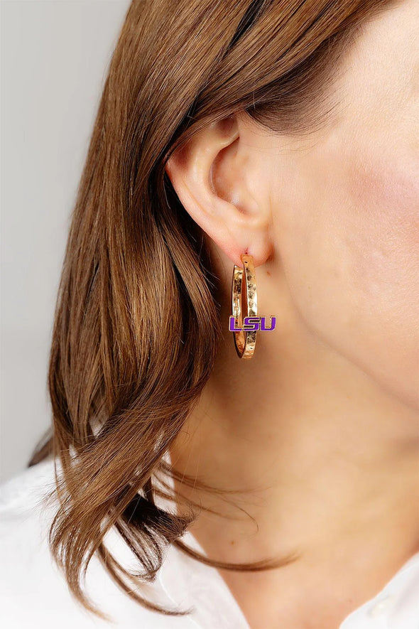 Tigers Enamel Logo Hoop Earrings