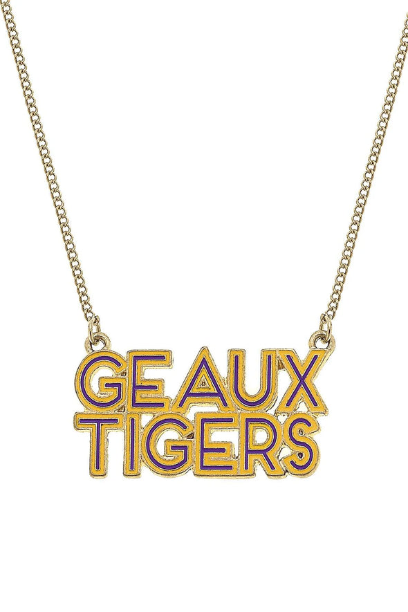 Go Tigers Outline Enamel Necklace