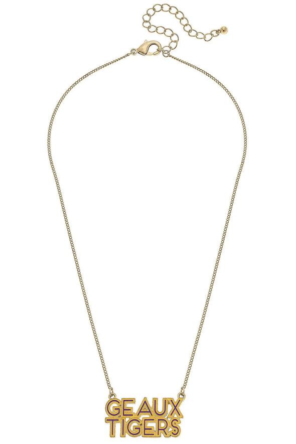 Go Tigers Outline Enamel Necklace