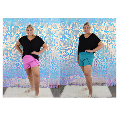 CURVY High Waist Zipper Back Pocket Running Shorts In Mauve Or Teal