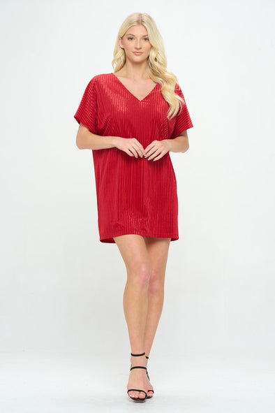 Ruby's Red Velvet Stripe Shift Dress