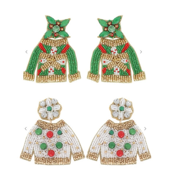 Christmas Sweater Beaded Earrings