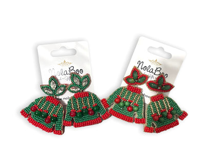 Red and green Christmas Sweater Earrings