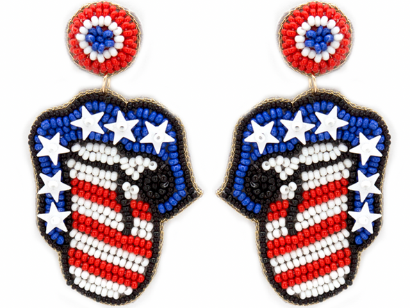 American Beaded Flag Tongue Earrings