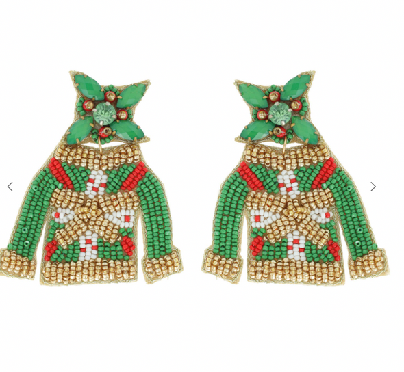 Christmas Sweater Beaded Earrings