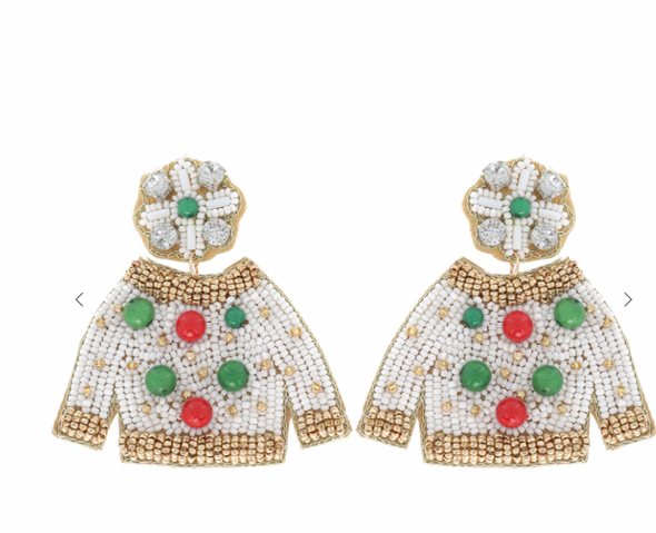 Christmas Sweater Beaded Earrings