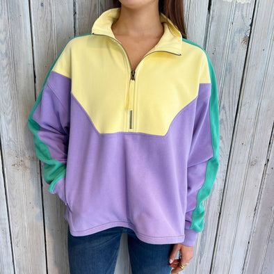 Adult Pastel Mardi Gras 1/4 Zip Fleece